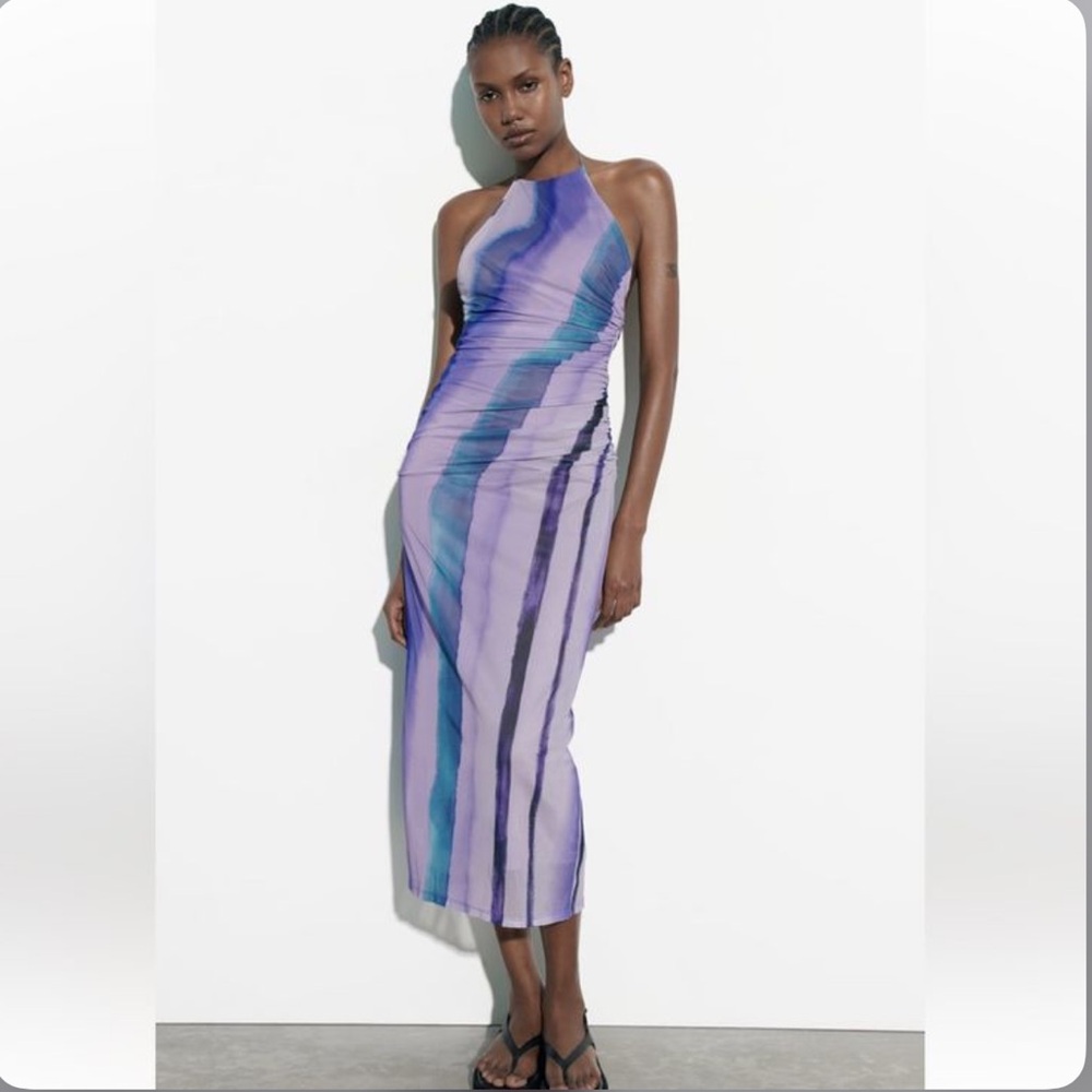 ZARA — Multicolor Halter Maxi Dress